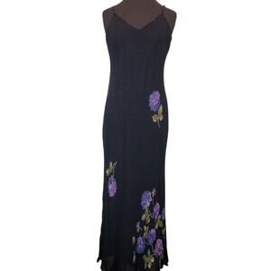 VTG American Angel Black Floral Maxi Mermaid Dress – M – Soft Goth – Formal